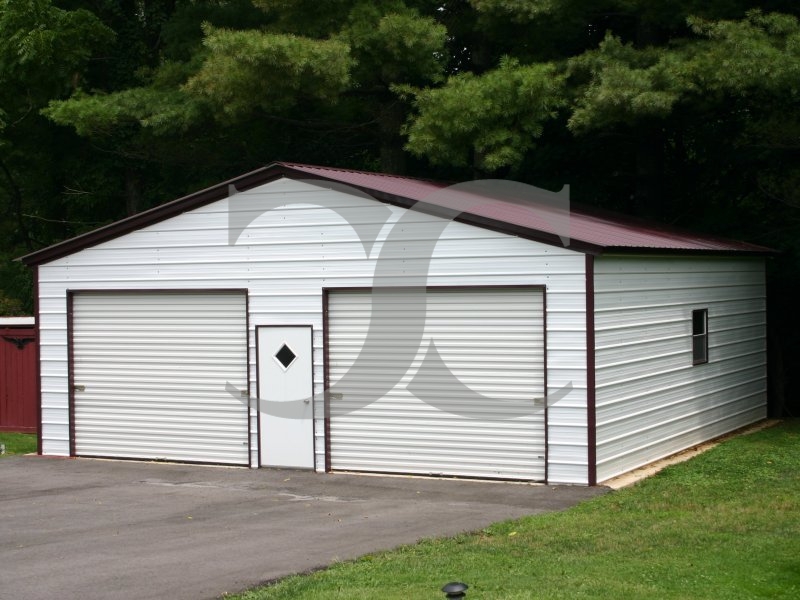 2-Vehicle Metal Garage | Vertical Roof | 24W x 36L x 9H | Enclosed 2-Vehicle Metal Garage | Vertical Roof | 24W x 36L x 9H | Enclosed